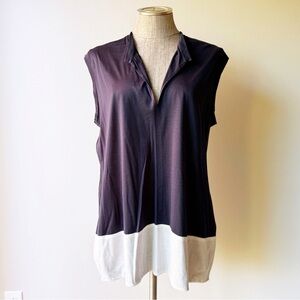 Jil Sander Navy Blue and White Tank Top